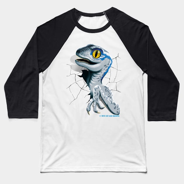 Jurassic World - Baby Blue Raptor Baseball T-Shirt by TMBTM